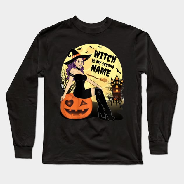 Witch Is My Second Name Halloween Long Sleeve T-Shirt by MarrinerAlex